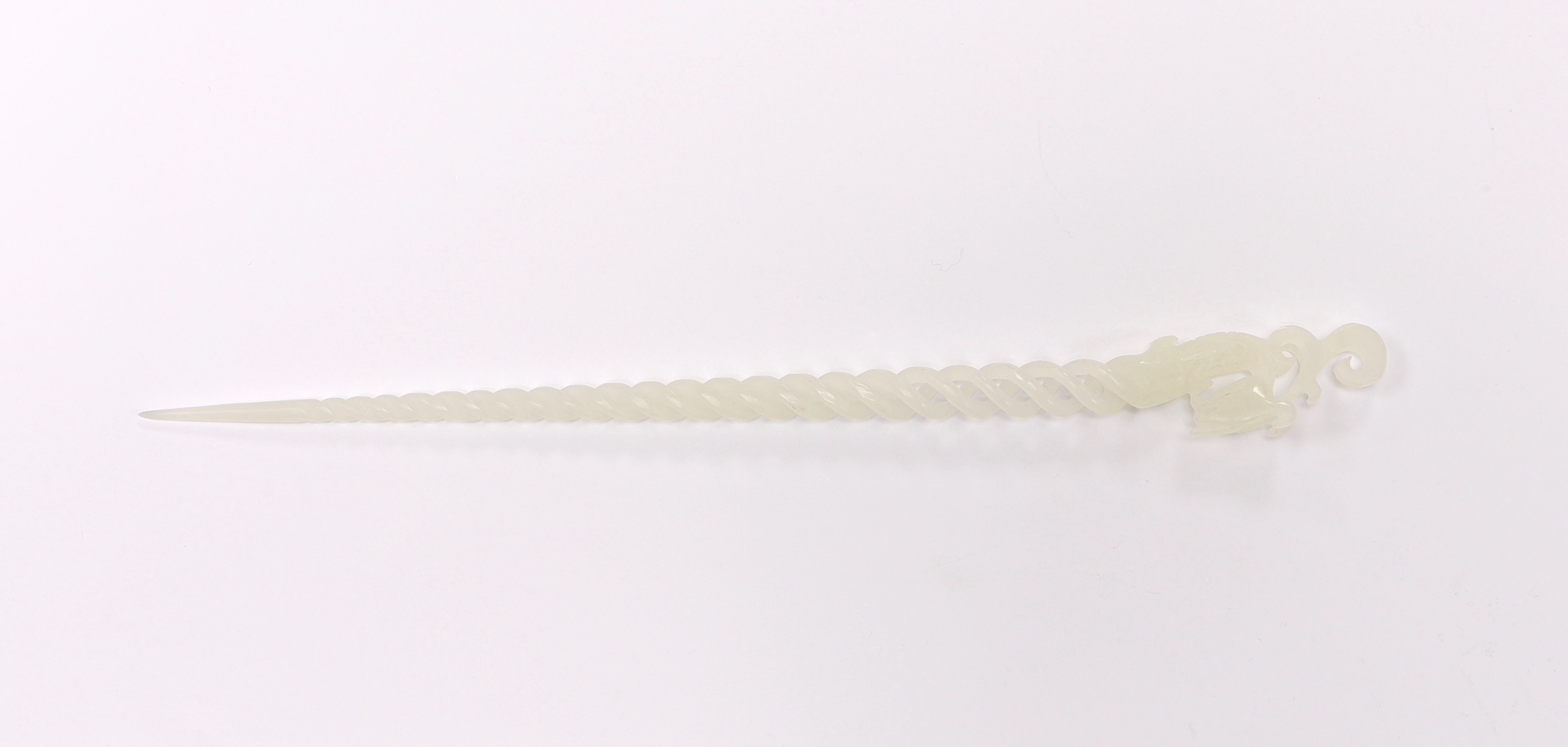 A Chinese bowenite hairpin, 24cm